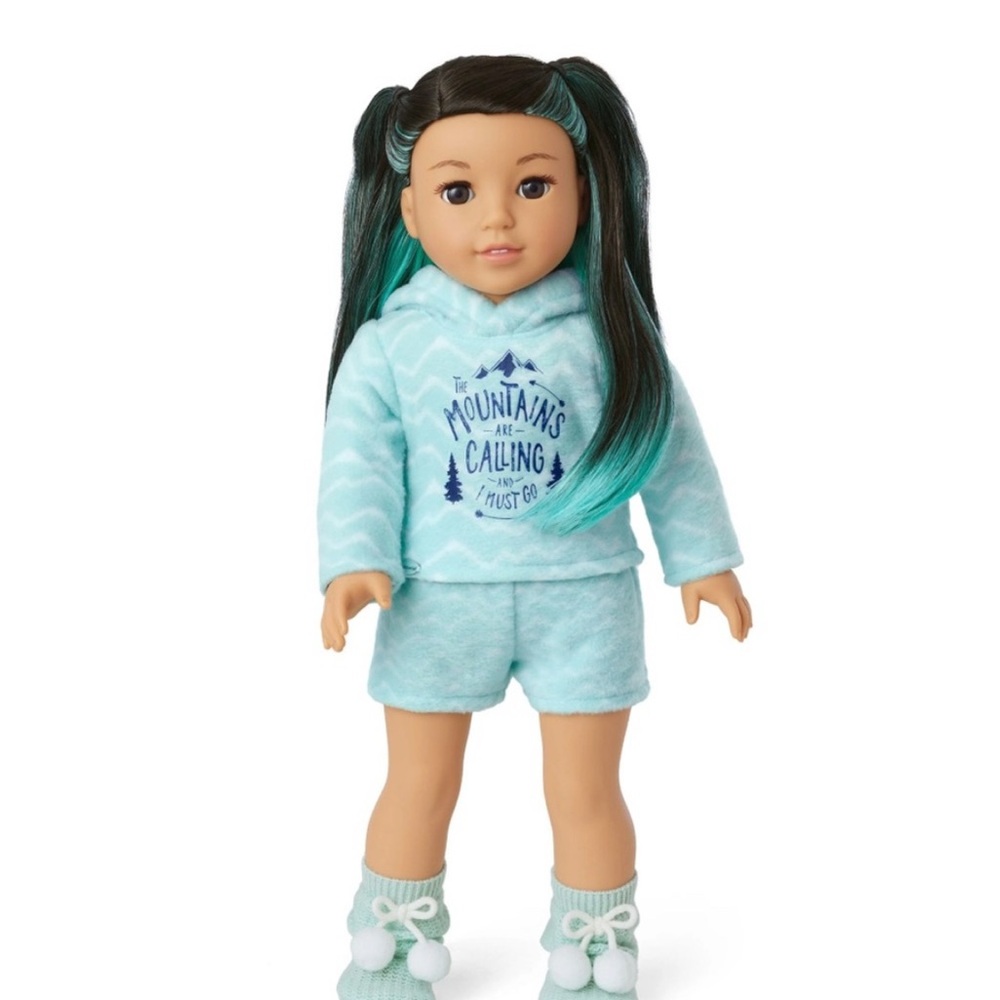 American Girl Corinne Tan Powder Blue Pajama Doll Outfit